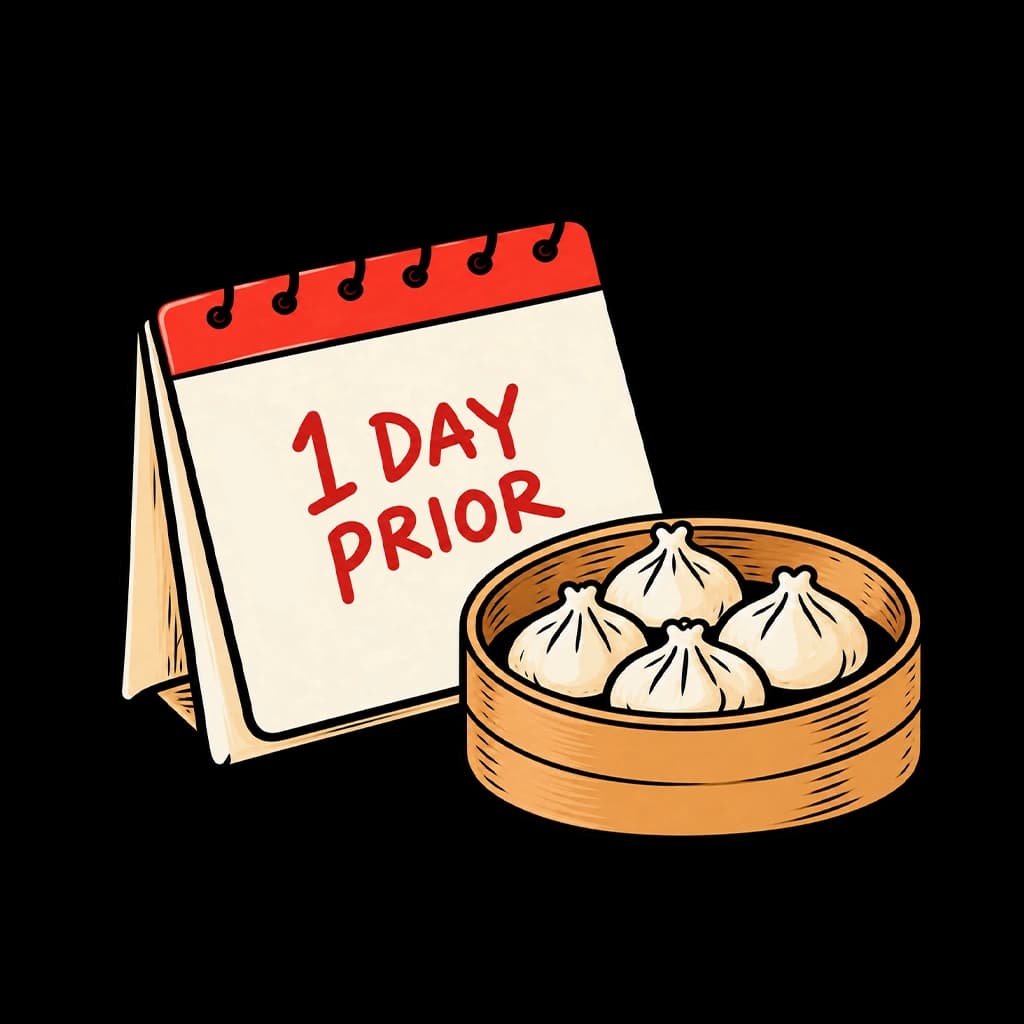 Calendar with 2-3 hours and steaming basket of fresh momo